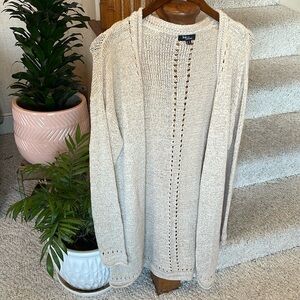 Ivy Beau Boho Crochet Open Knit Maxi Cardigan